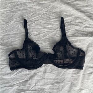 Victoria's Secret Black Sheer Polka Dot Lace Underwire Bra